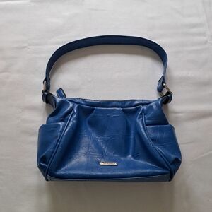 Minicci Royal Blue Hobo Style Shoulder Bag Faux Leather with Side Pocket
